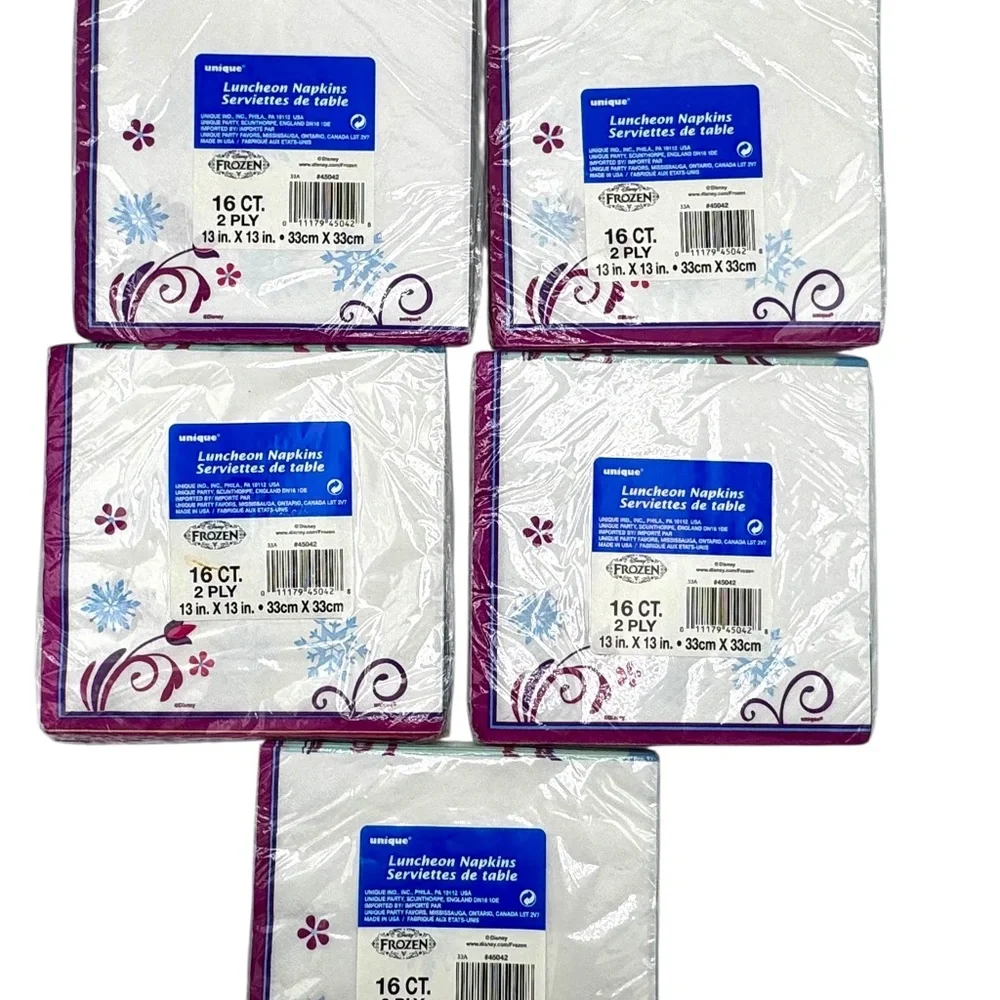 5 Packs of 8 Frozen Themed Luncheon Party Napkins = 40 total count of napkins